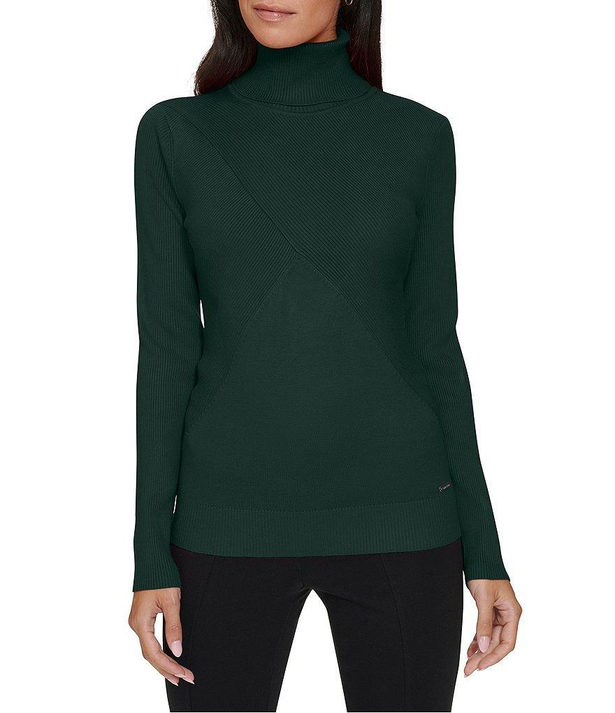 Calvin Klein Long Sleeve Turtleneck Criss Cross Sweater Product Image