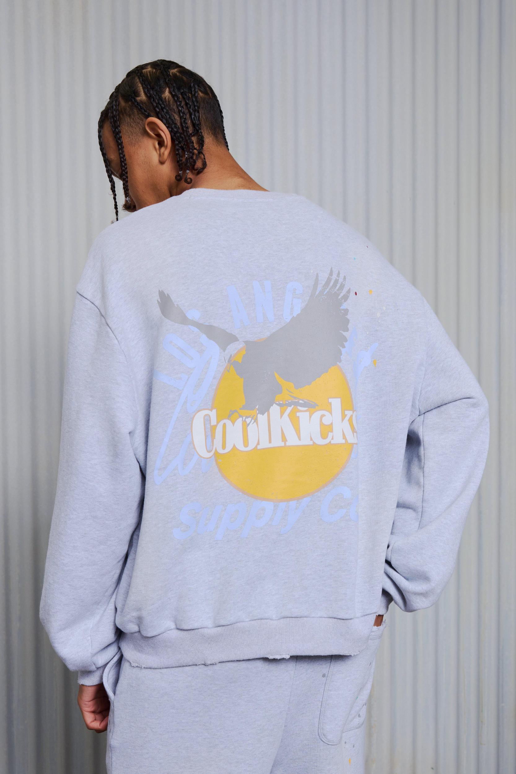 Mens Oversized Boxy Heavyweight Coolkicks Sweatshirt - Grey Product Image