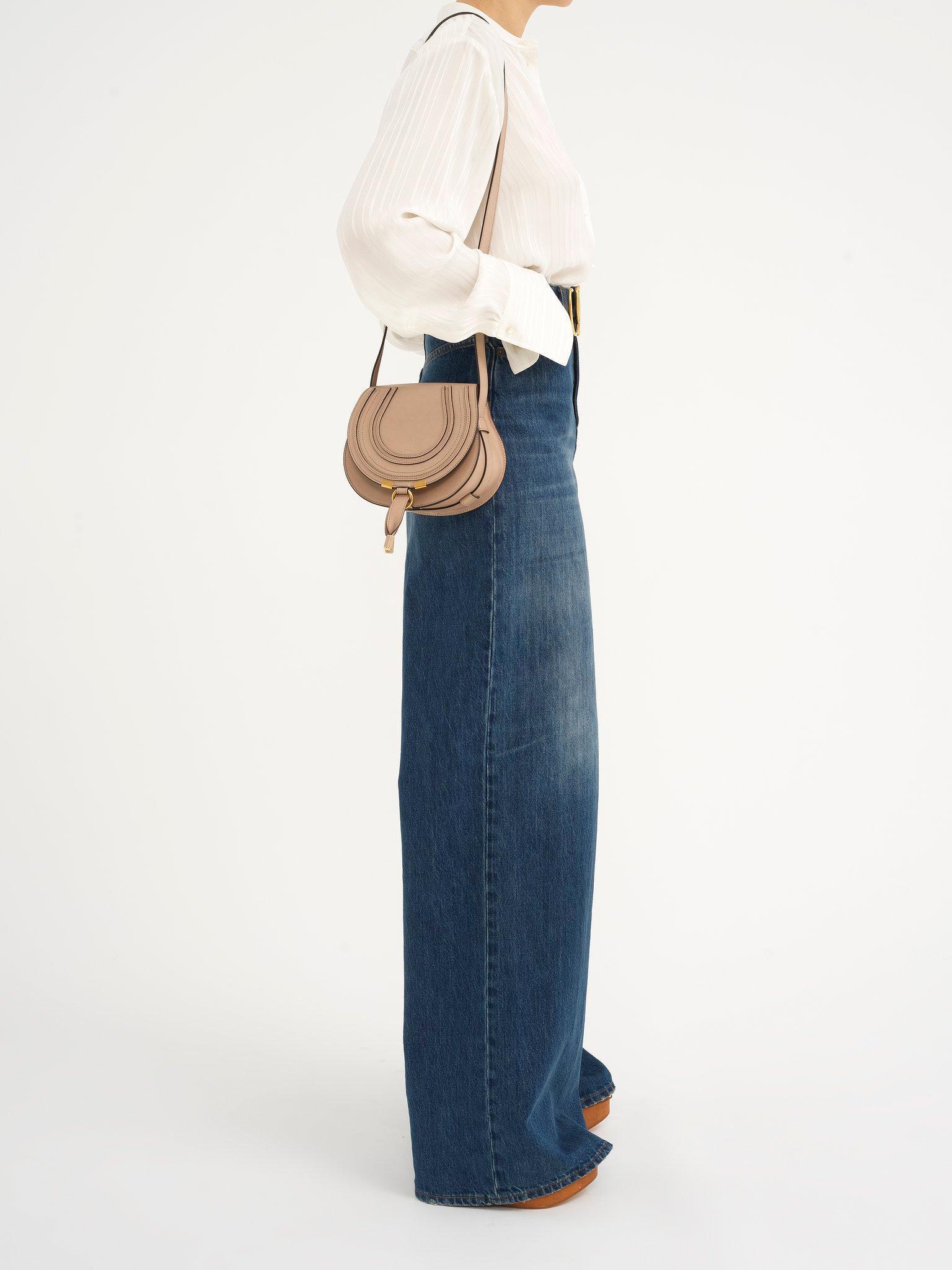 Small Marcie saddle bag in shiny leather Product Image