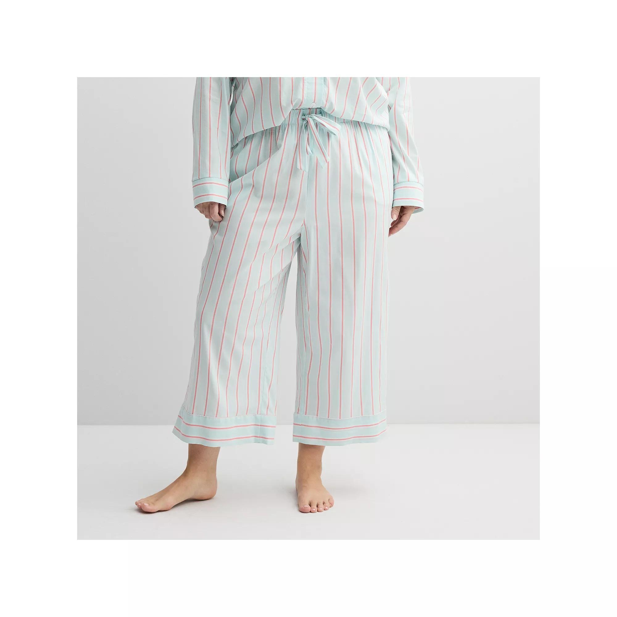 Plus Size Sonoma Goods For Life® Woven Separates Cropped Pajama Pants, Women's, Size: 3XL, Blue Stripe Product Image