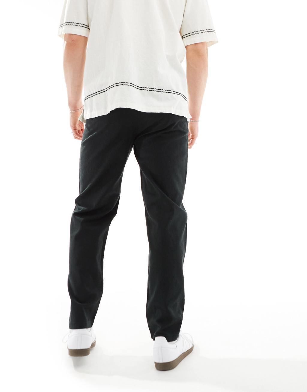 Only & Sons loose fit cotton pants in black Product Image