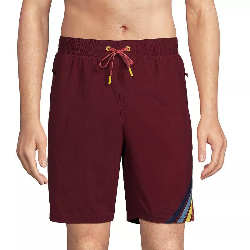 Mens Lands End 9 Swim Trunks Lime Green Colorblock Product Image