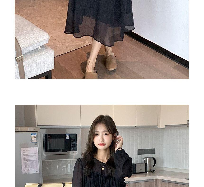 Maternity  Long-Sleeve Plain Maxi Dress Product Image