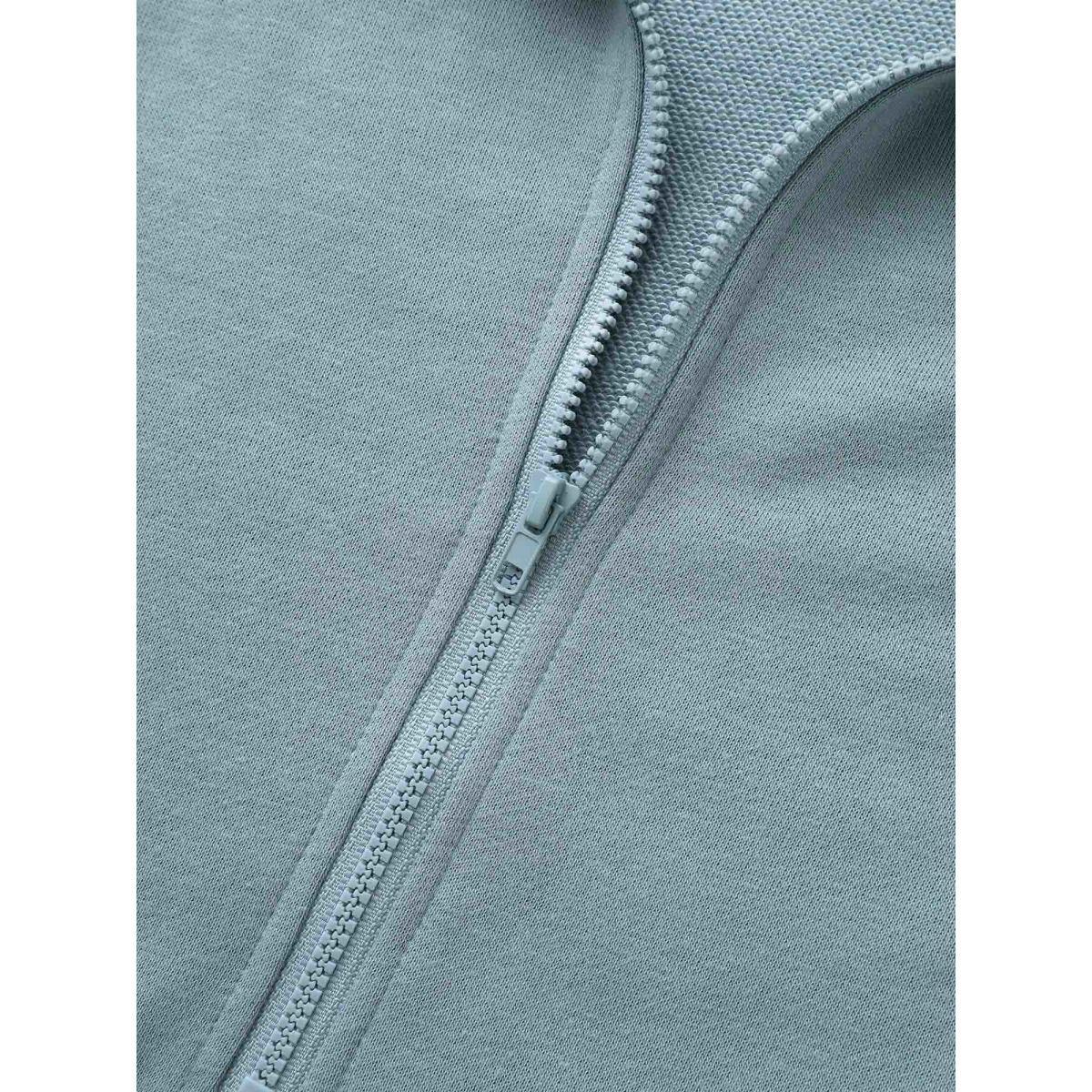 Plus Size Textured Half Zip Patchwork Sweatshirt Women Stone Casual Patchwork Polo Everyday Sweatshirts BloomChic 30/6X Product Image