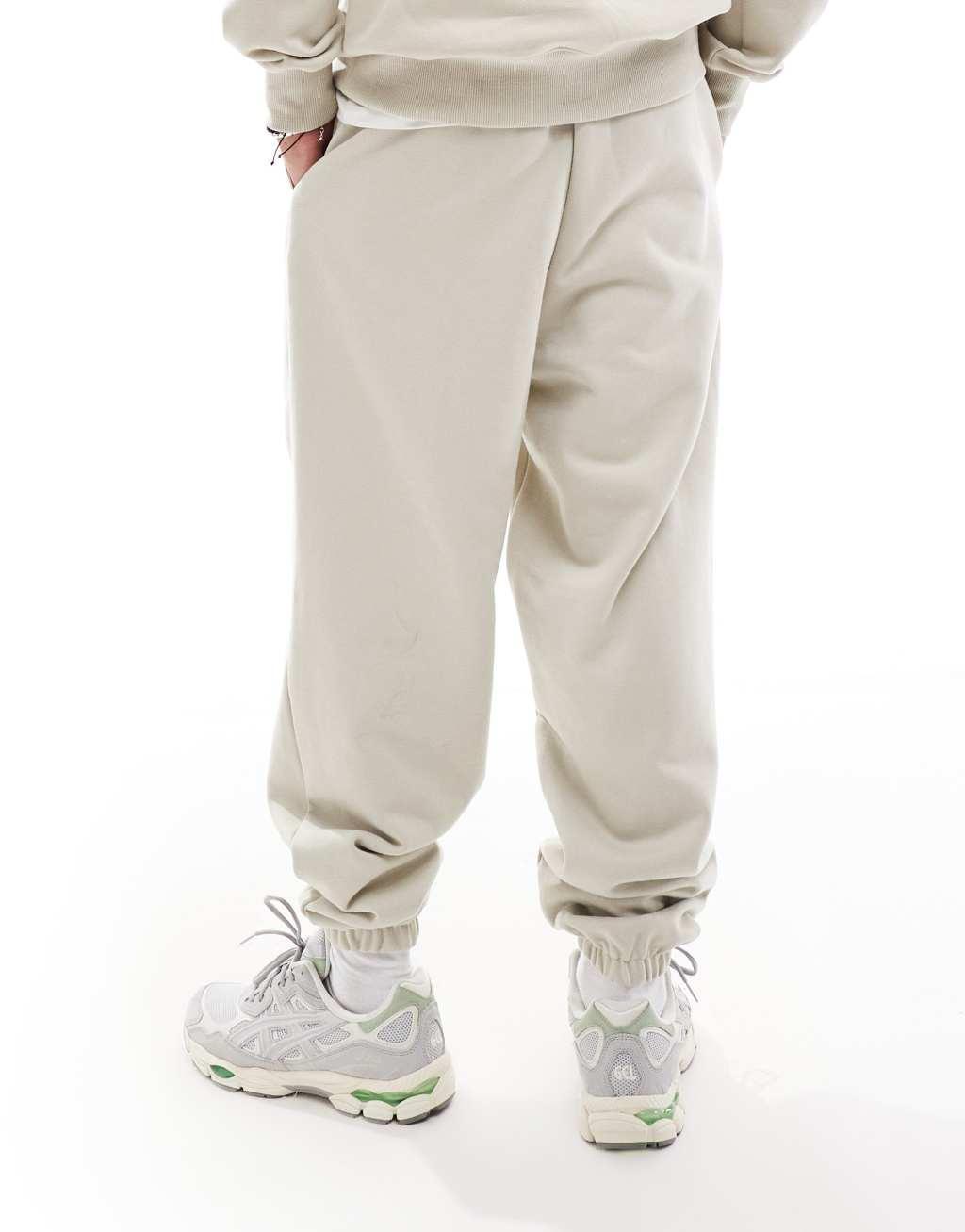 ASOS DESIGN premium heavyweight oversized sweatpants 400gsm in beige Product Image