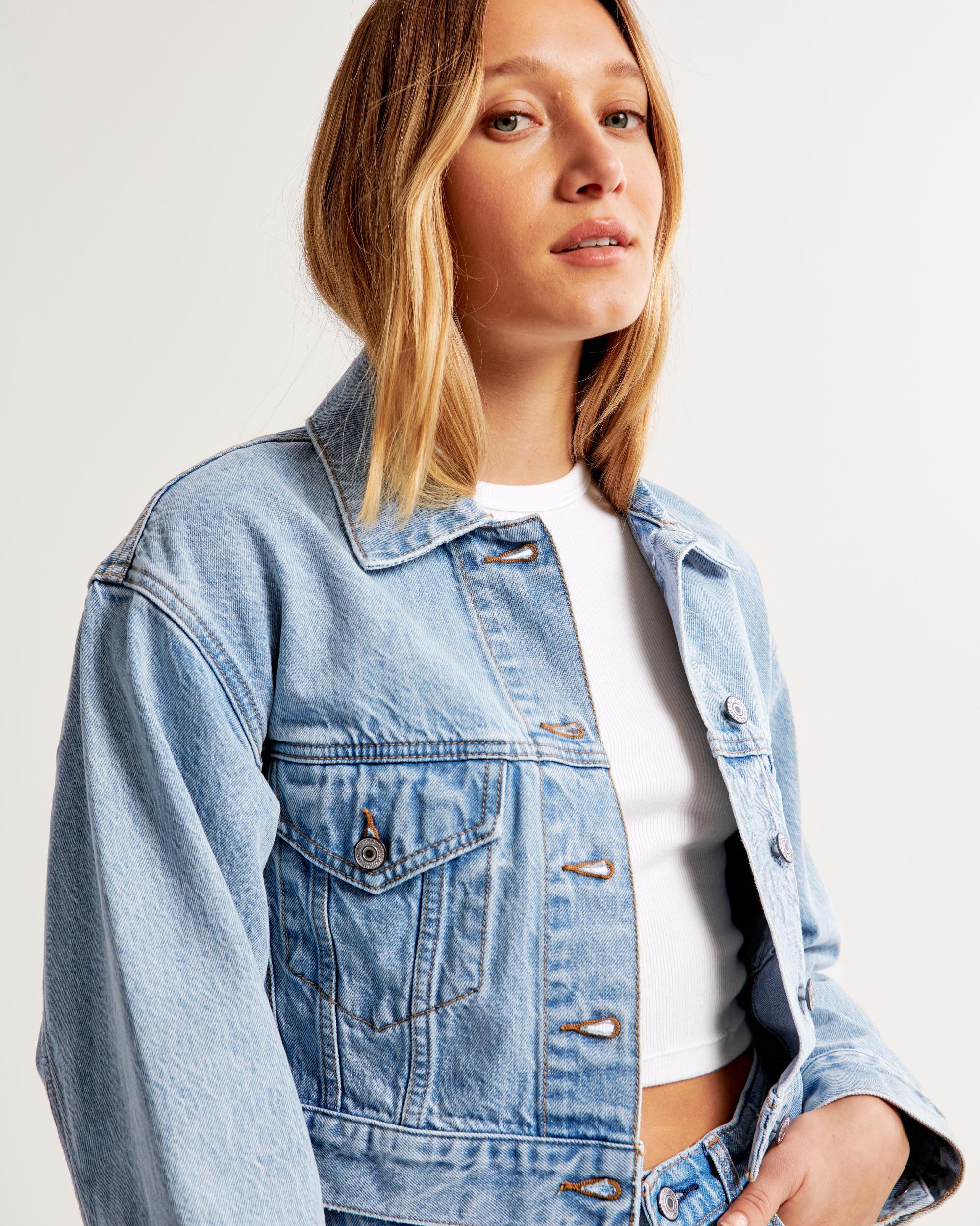 Cropped Denim Trucker Jacket Product Image