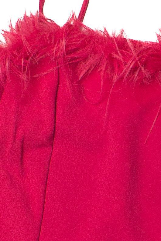 Feather Trim Cami Mini Dress Product Image