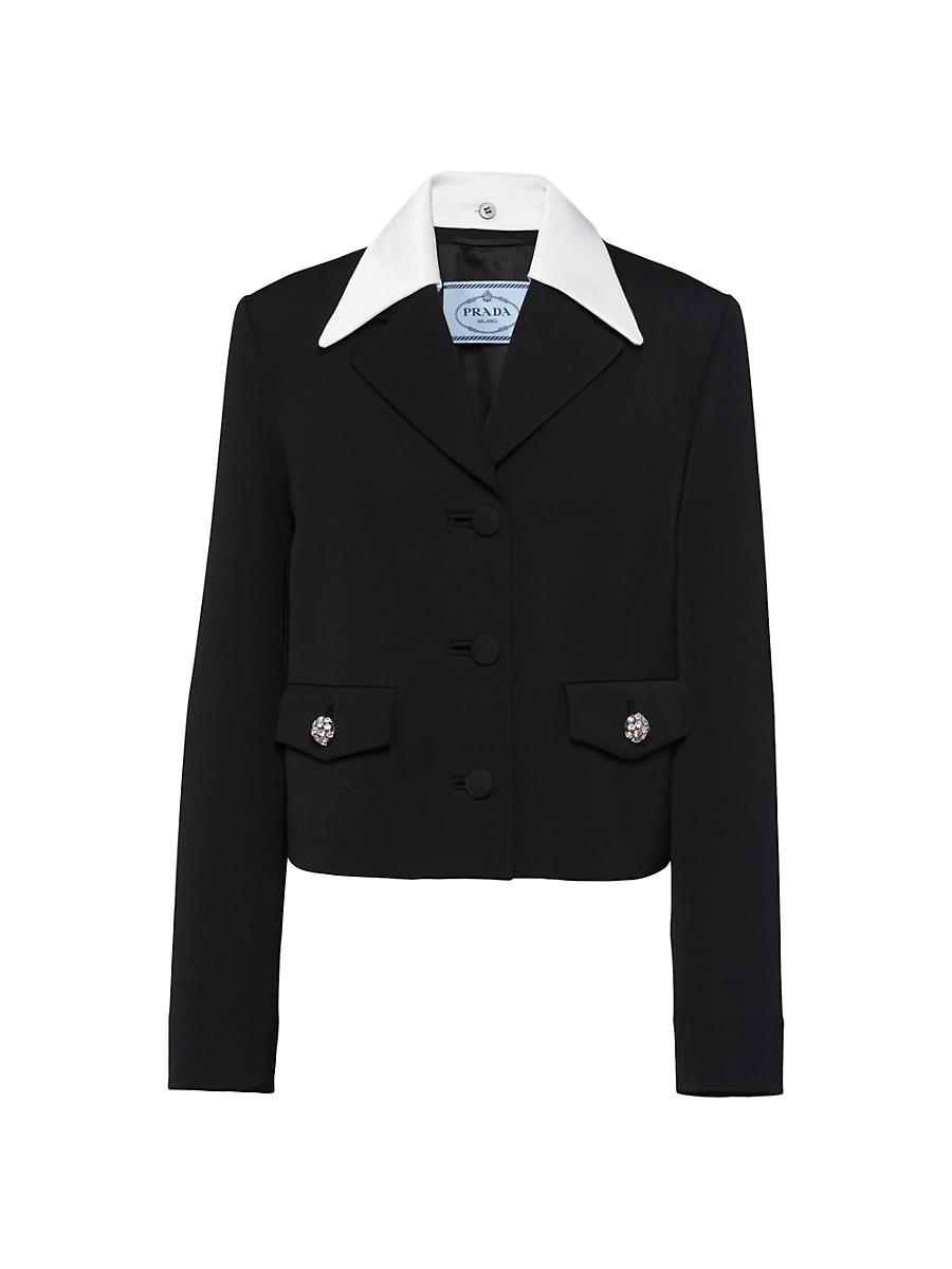 Womens Single-Breasted Wool and Satin Jacket Product Image