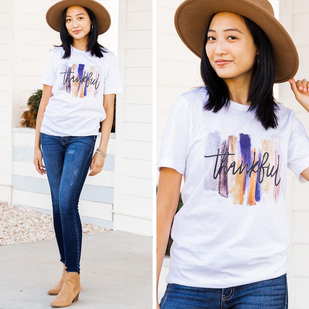 So Thankful White Graphic Tee Female Product Image