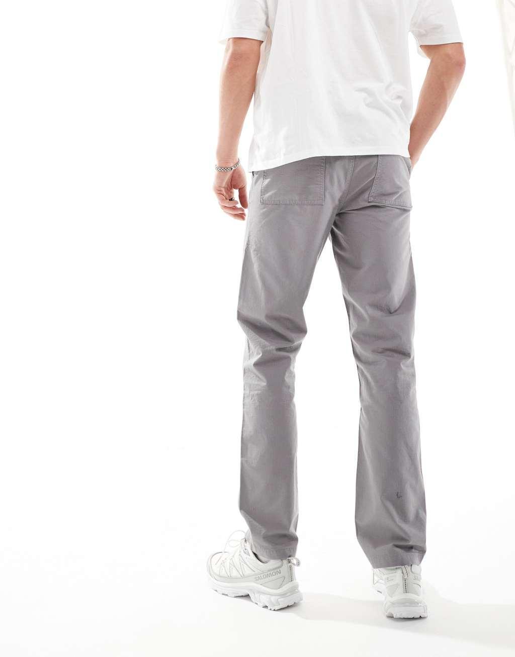 ASOS DESIGN straight fit ripstop pants in gray Product Image