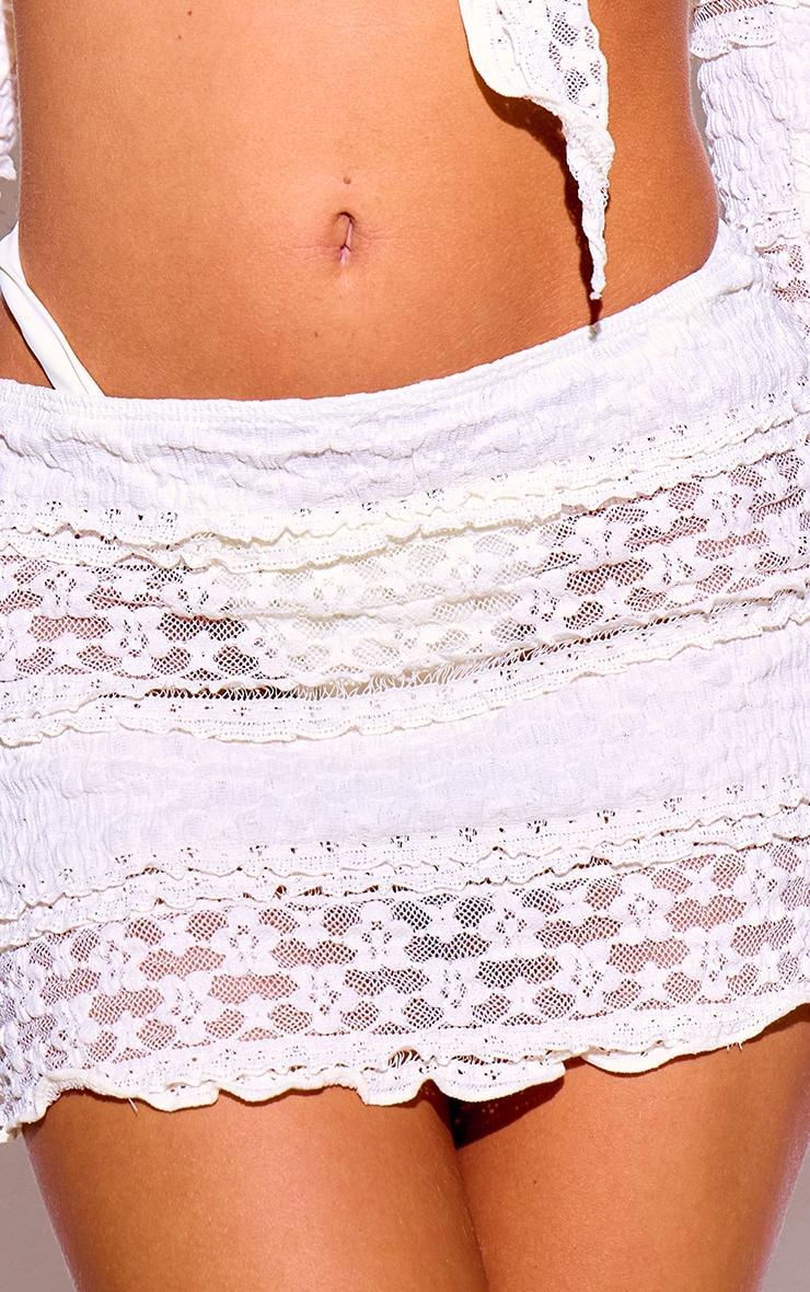 Cream Lace Mini Beach Skirt Product Image