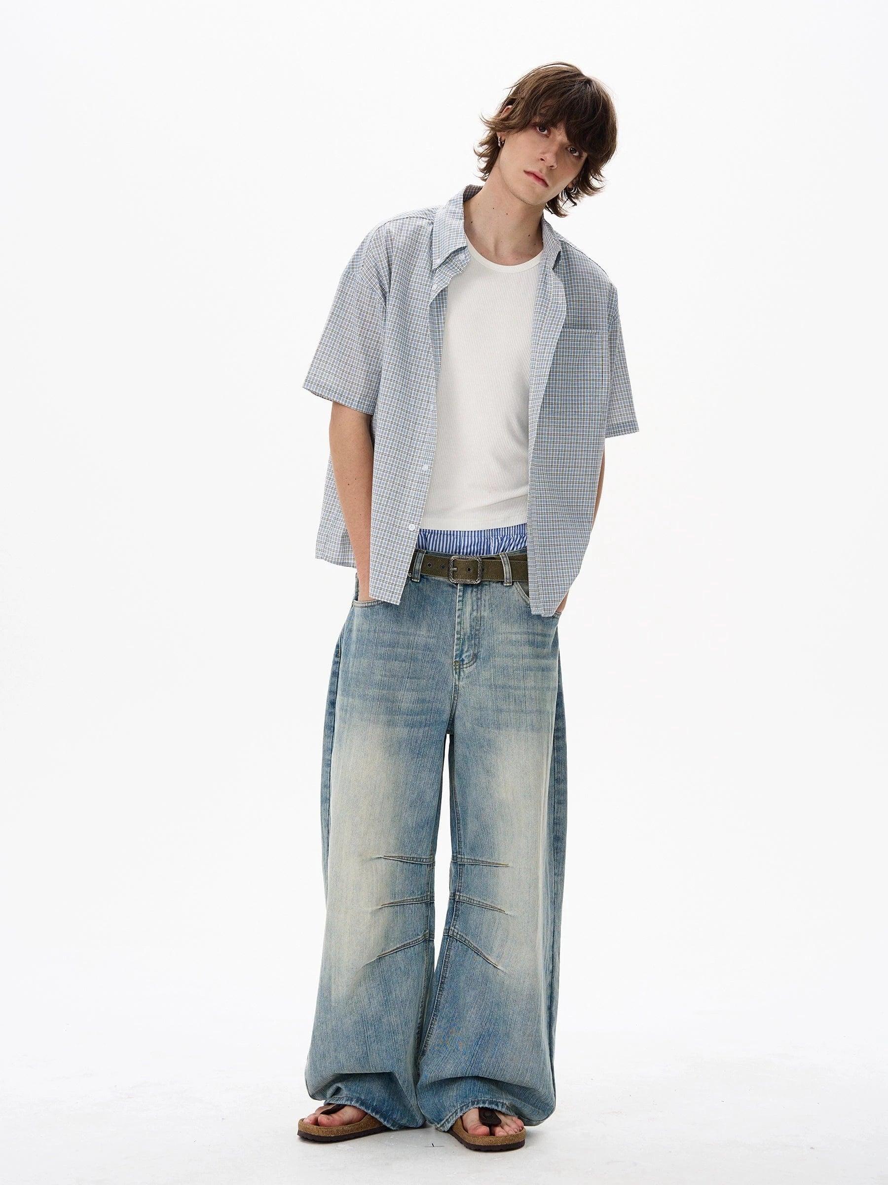 RT No. 18136 BLUE DENIM STRAIGHT JEANS Product Image