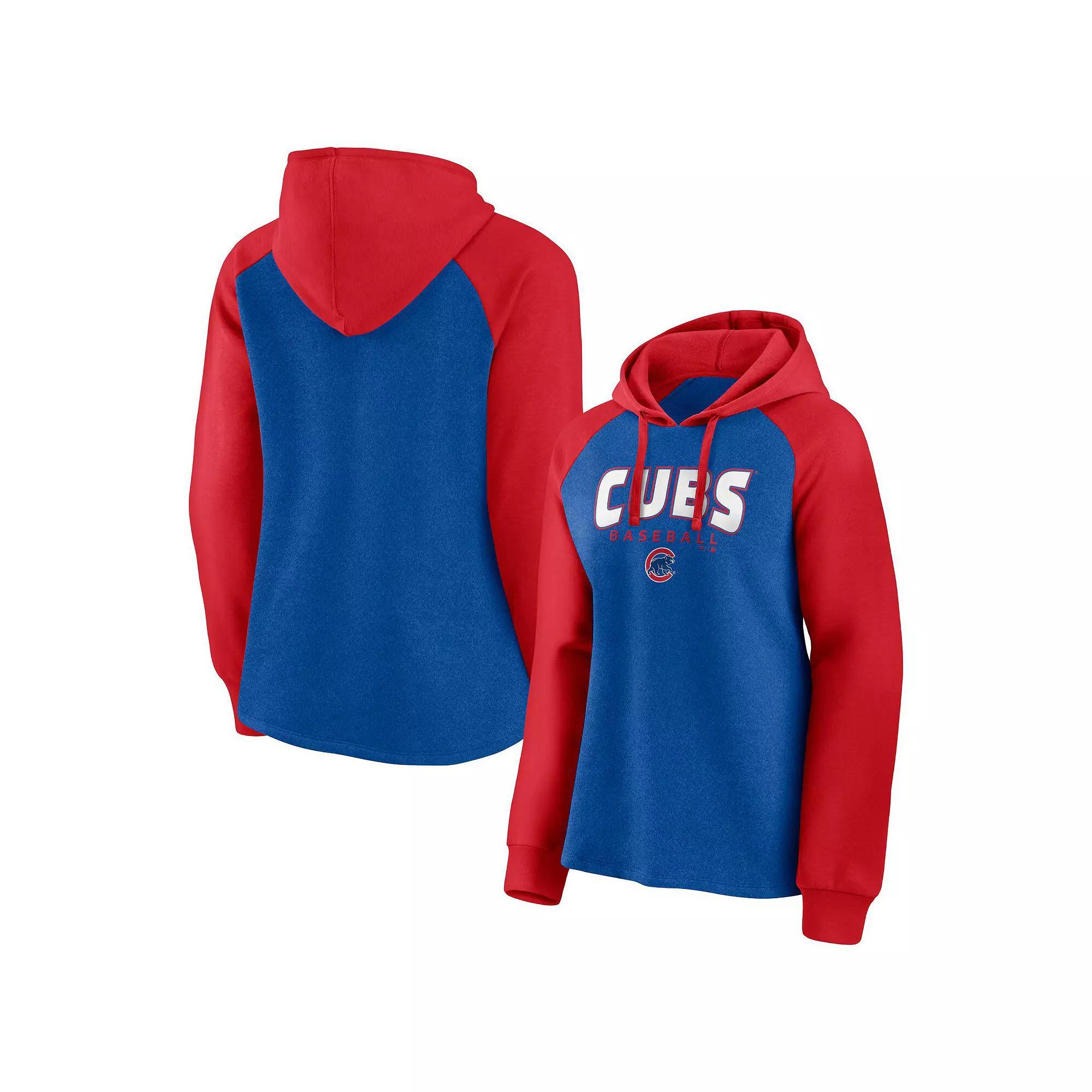 Women's Fanatics Branded Royal/Red Chicago Cubs Recharged Raglan Pullover Hoodie, Size: Medium Product Image