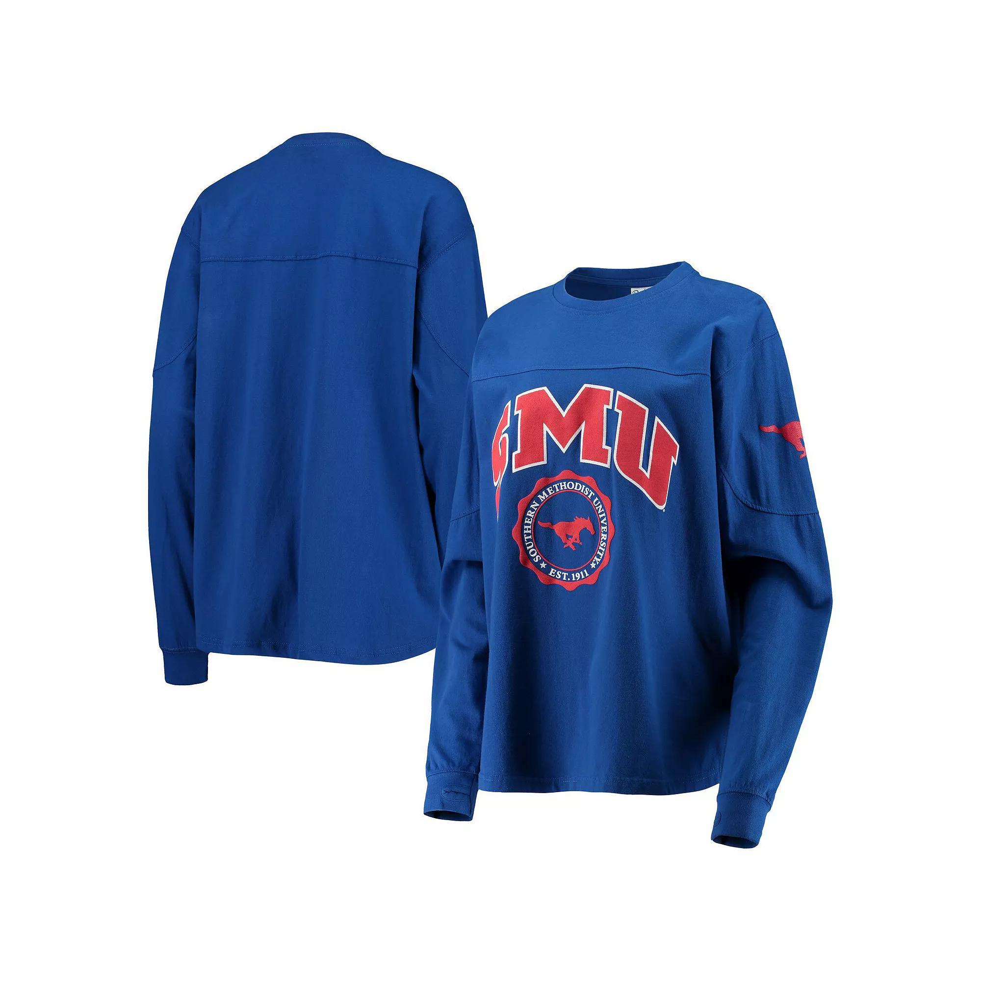 Women's Pressbox Royal SMU Mustangs Edith Long Sleeve T-Shirt, Size: XL, Nc2 Blue Product Image