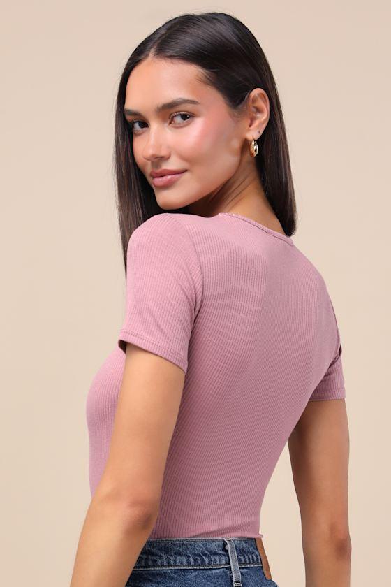 Kinship Mauve Ribbed Bodysuit Product Image
