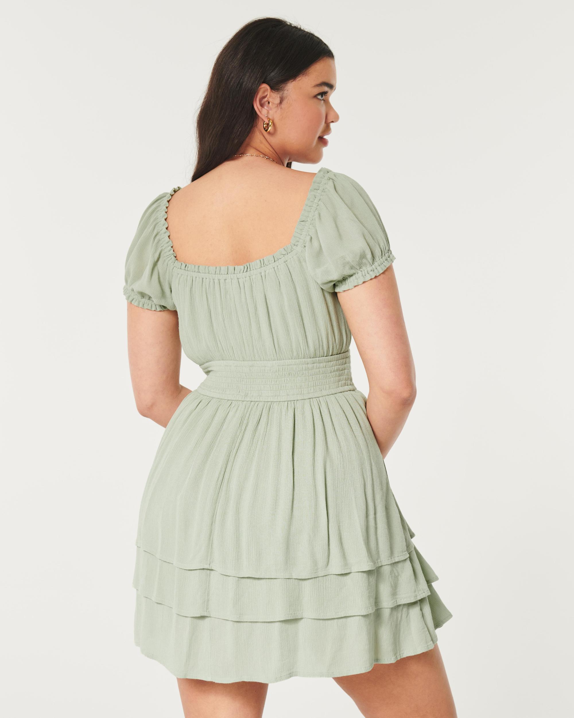 Short-Sleeve Cinch Bust Skort Dress Product Image