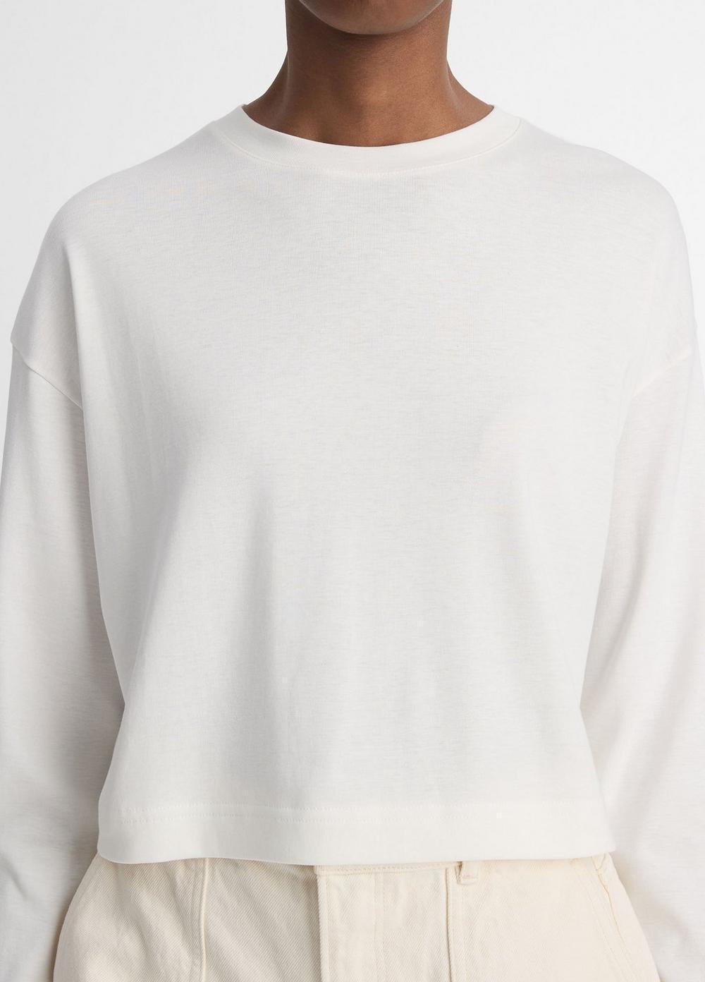 Womens Pima Cotton Long-Sleeve Cropped T-Shirt, Rye, Size XXS Vince Product Image