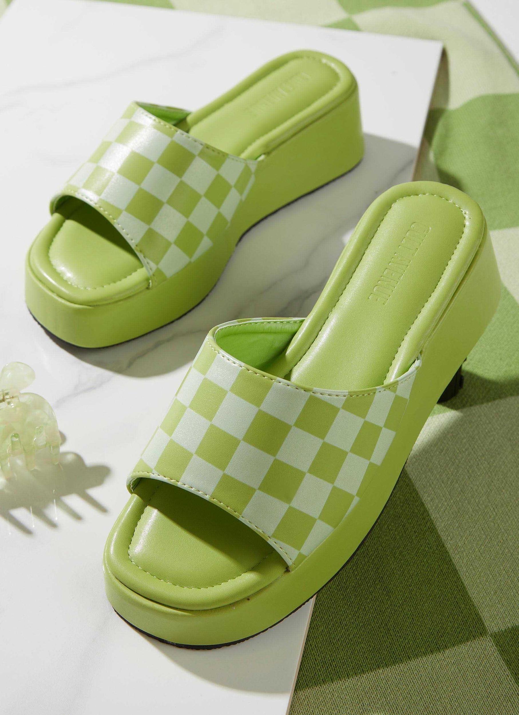 Kimora Mule - Lime Checkerboard Product Image