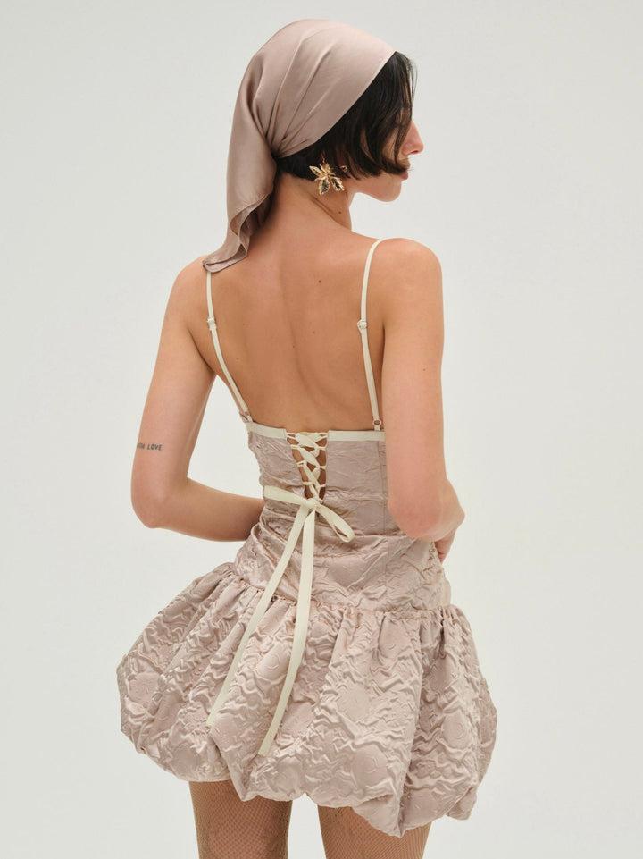 Flower Satin Mini Dress — Pink Product Image