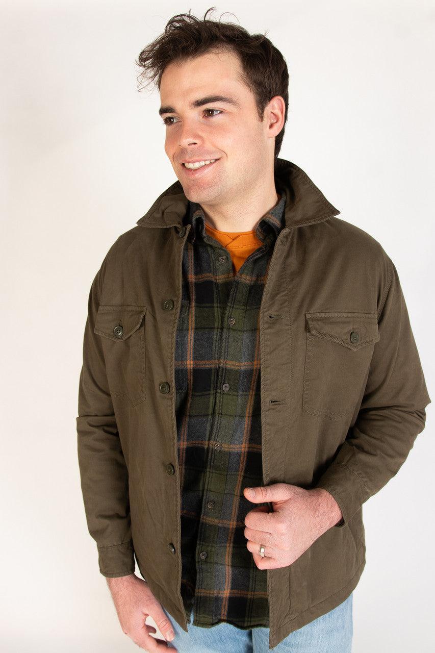 Olive Button Up Shirt Jacket Product Image