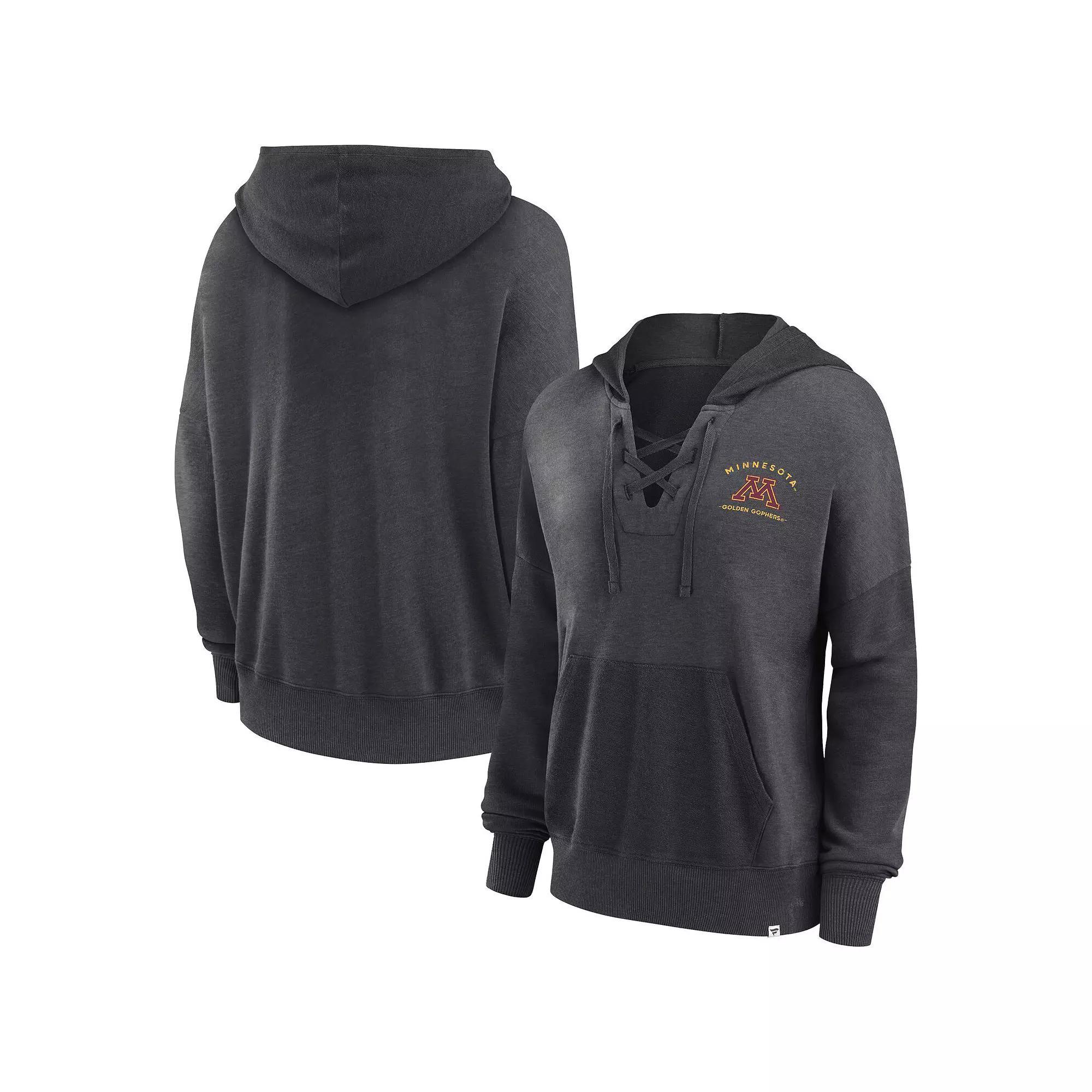 Women's Fanatics Branded Heather Charcoal Oklahoma Sooners Campus Lace-Up Pullover Hoodie, Size: Medium Product Image