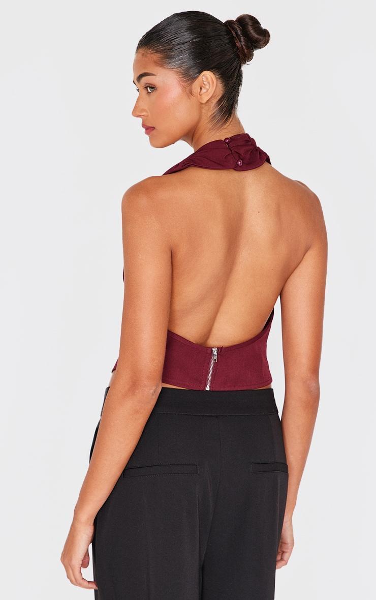 Burgundy Woven Cowl Neck Long Top Product Image