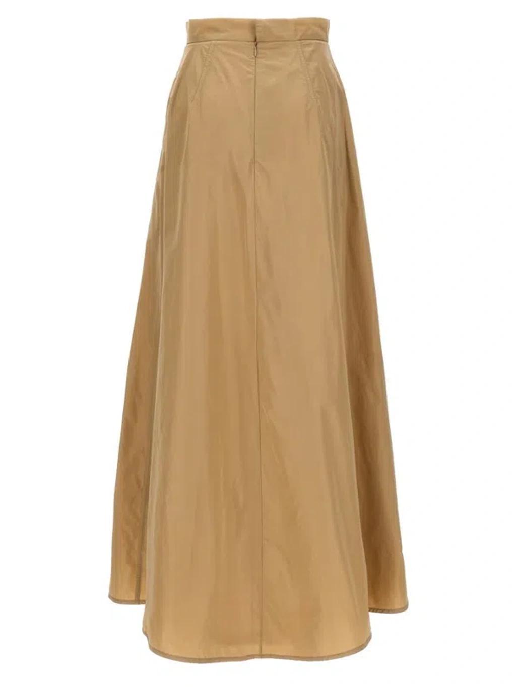 JIL SANDER Long Flared Skirt In Beige Product Image