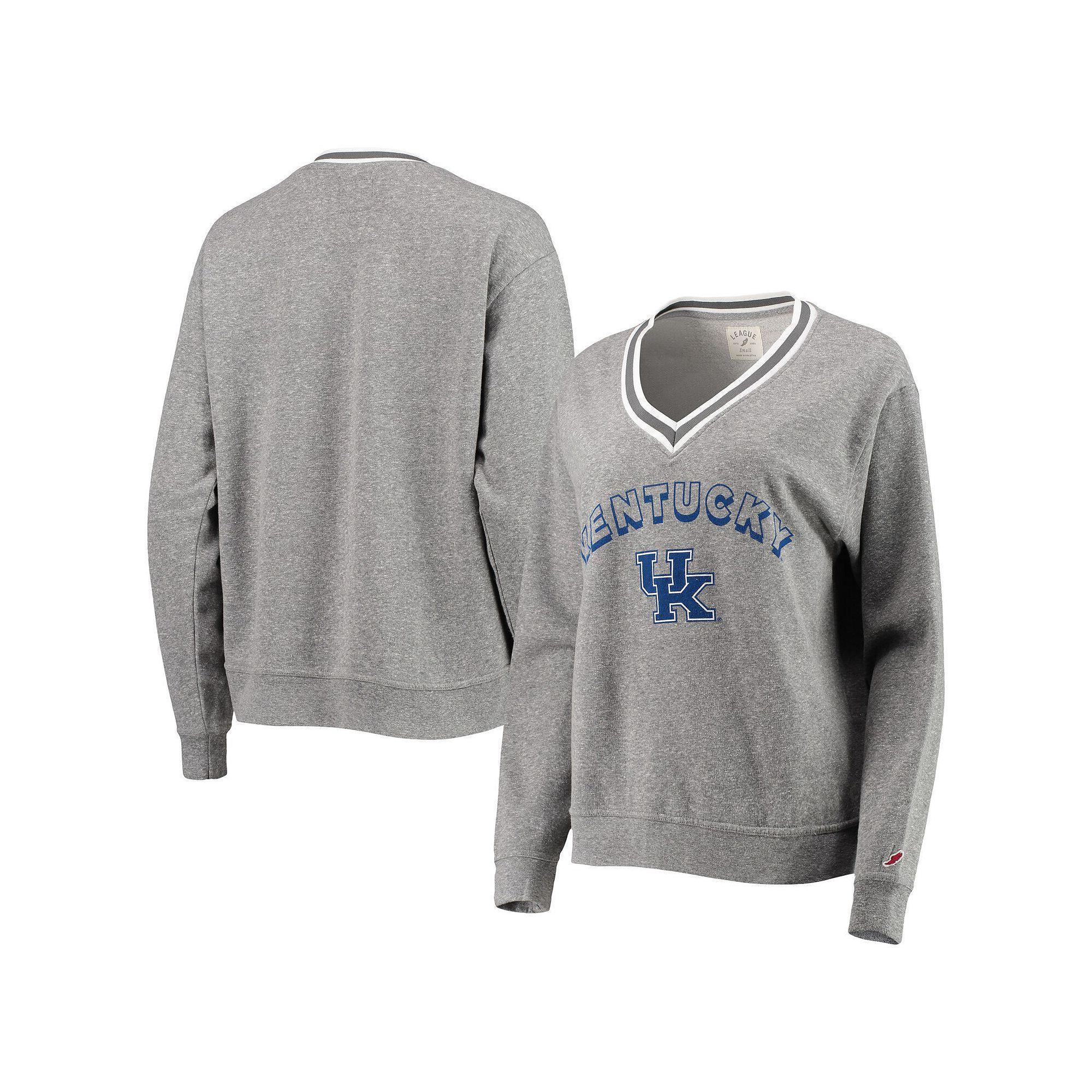 Womens League Collegiate Wear Heathered Gray Kentucky Wildcats Victory Springs Tri-Blend V-Neck Pullover Sweatshirt Product Image