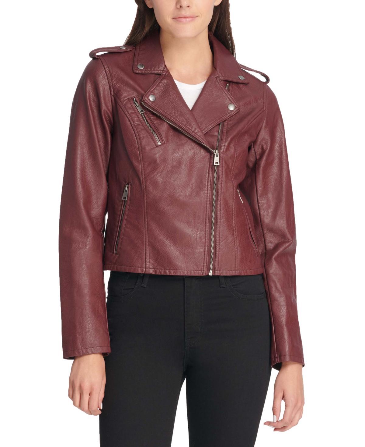 Levis Womens Classic Faux Leather Asymmetrical Moto Jacket Product Image