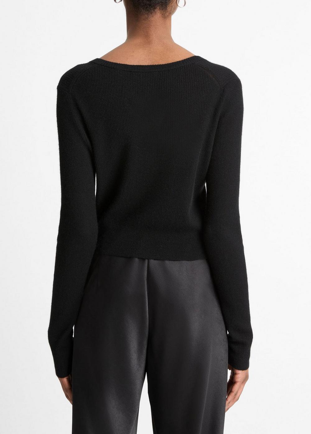 Ribbed Cashmere-Silk Slim Cardigan Product Image