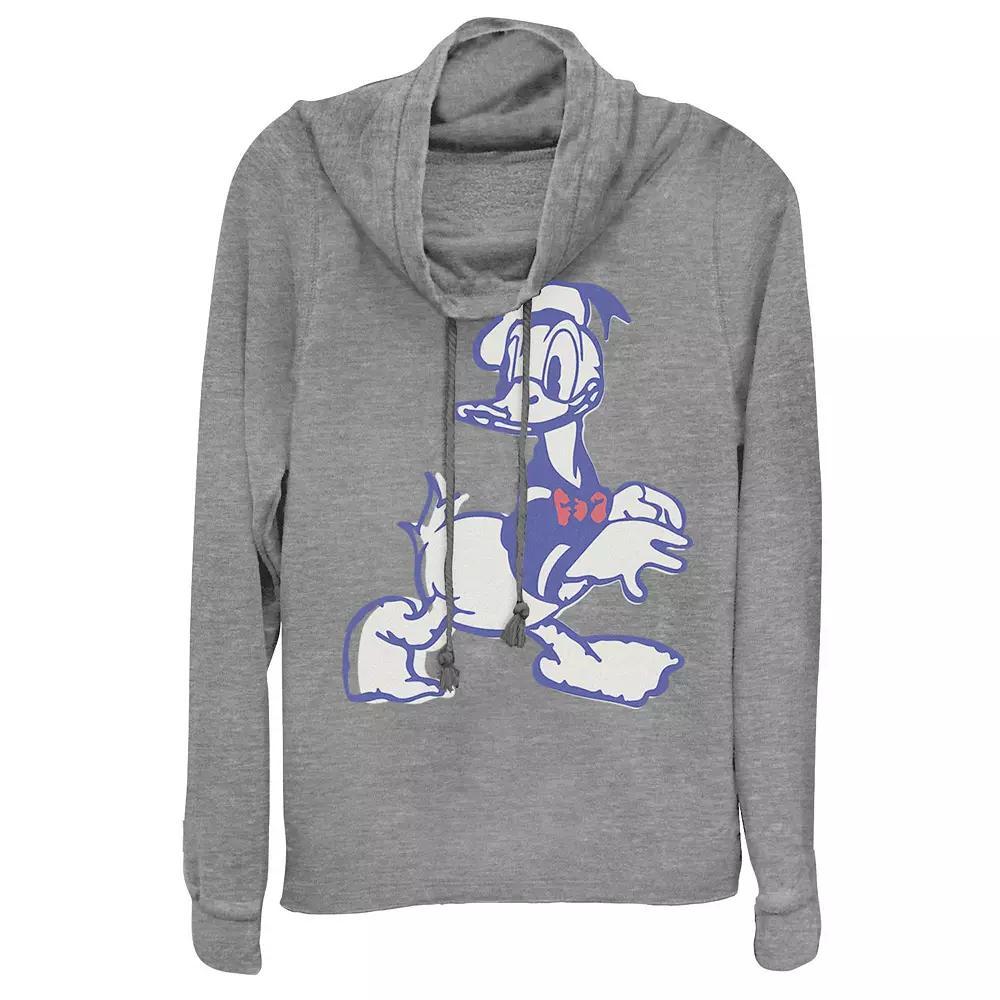 Disney Donald Duck Juniors' Vintage Graphic Cowlneck Graphic Lightweight Long Sleeve, Girl's, Size: XXL, Gray Grey Product Image