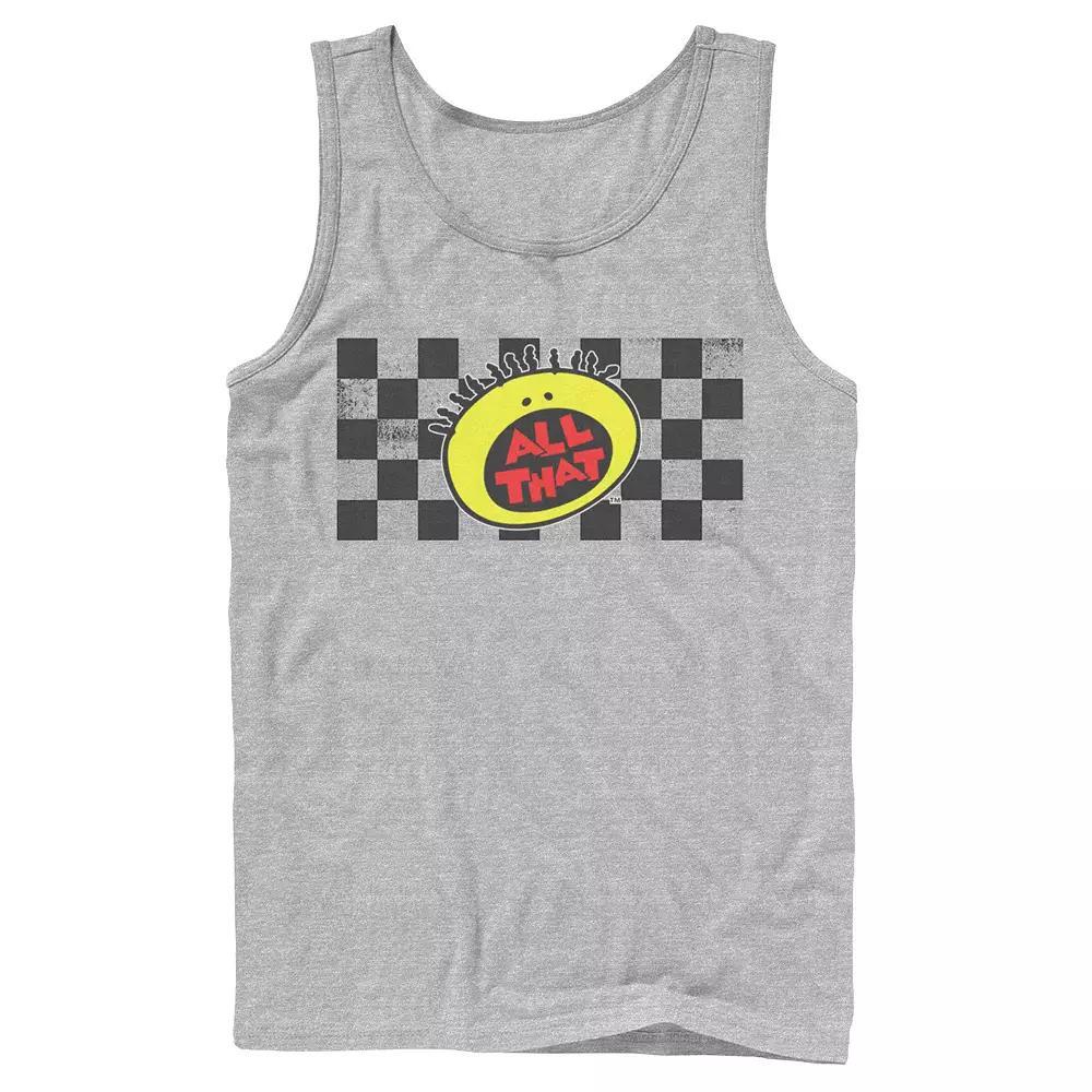 Men's Nickelodeon All That Checkered Logo Panel Graphic Tank Top, Size: Large, Athletic Grey Product Image