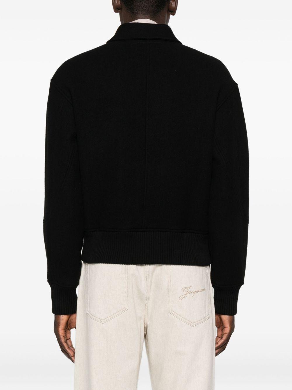 button-fastening ribbed-hem jacket Product Image