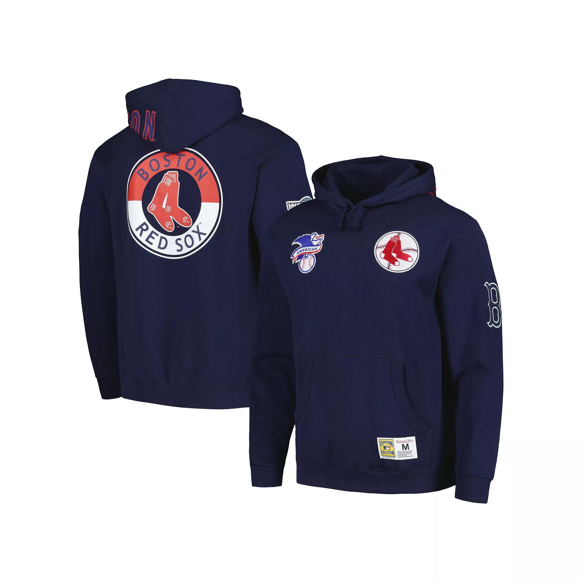 Mens Mitchell & Ness Boston Red Sox City Collection Pullover Hoodie Blue Product Image