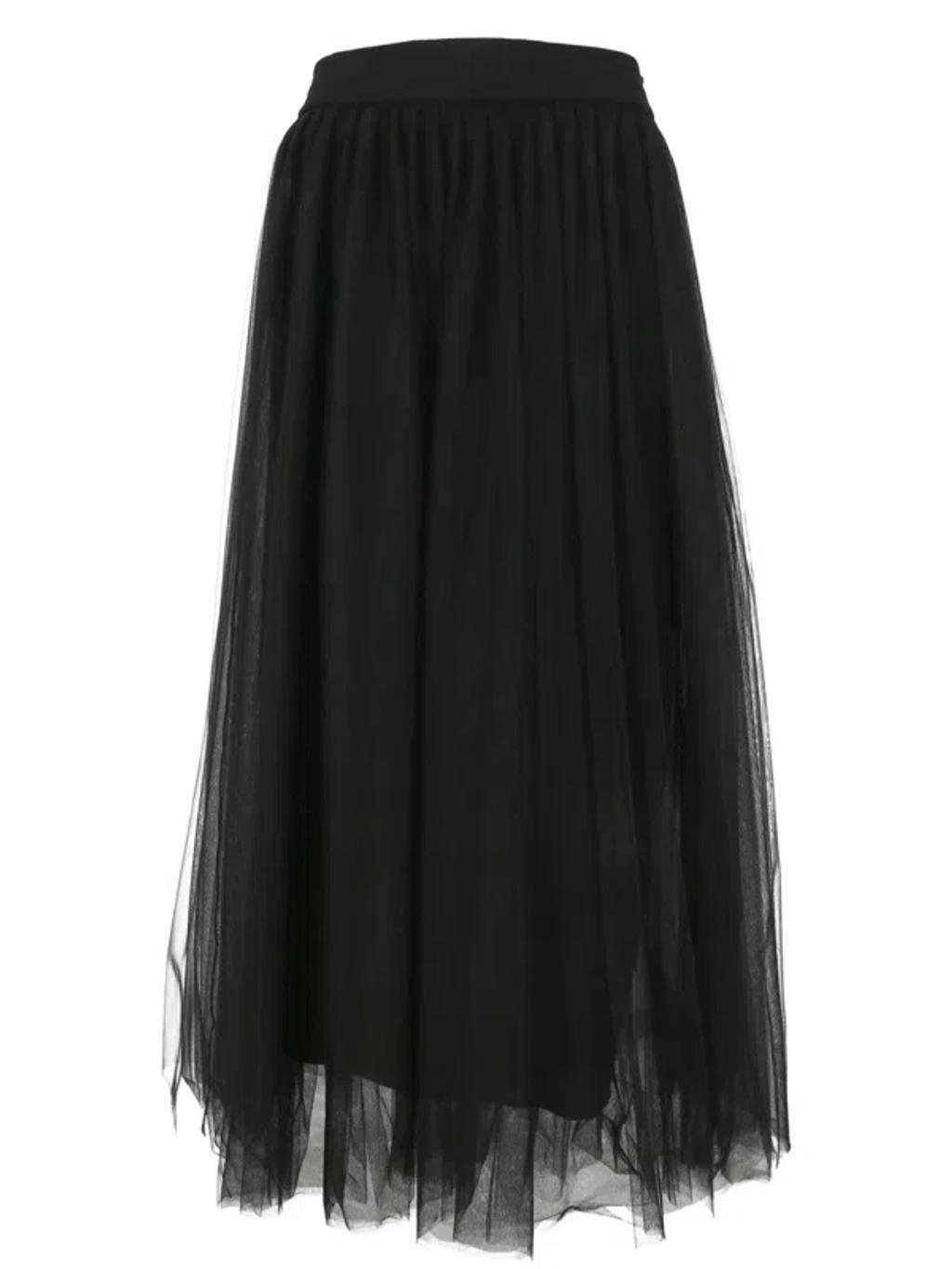 FABIANA FILIPPI Elegant Wide Tulle Midi Skirt In Nero Product Image
