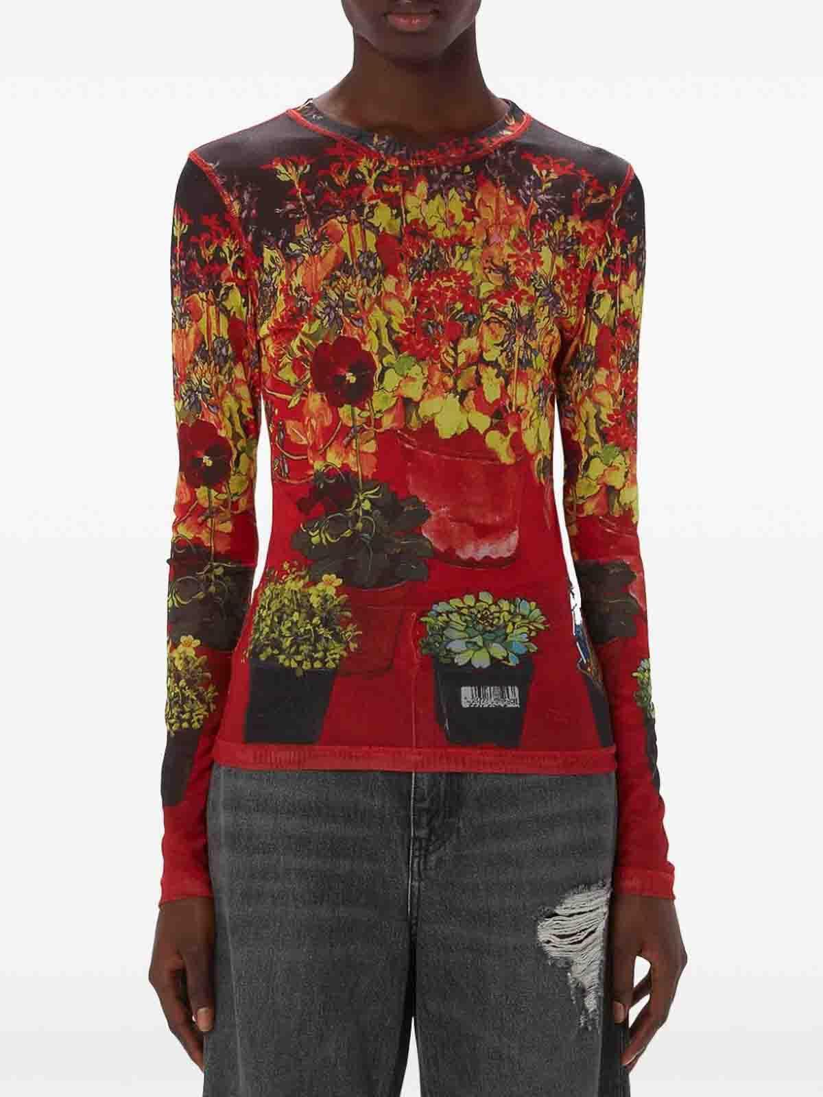 JW ANDERSON Sheer Long Sleeve Top In Red Product Image