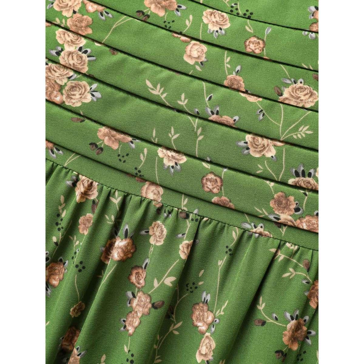 Plus Size Breezy Floral Pleated Pockets Midi Dress Emerald Women Non Sleeveless Curvy BloomChic 22-24/3X Product Image