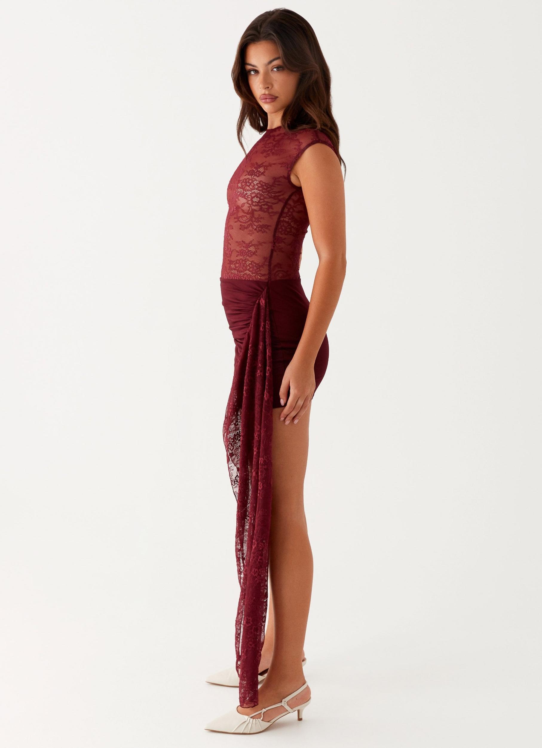 Best Behaviour Mini Dress - Burgundy Product Image