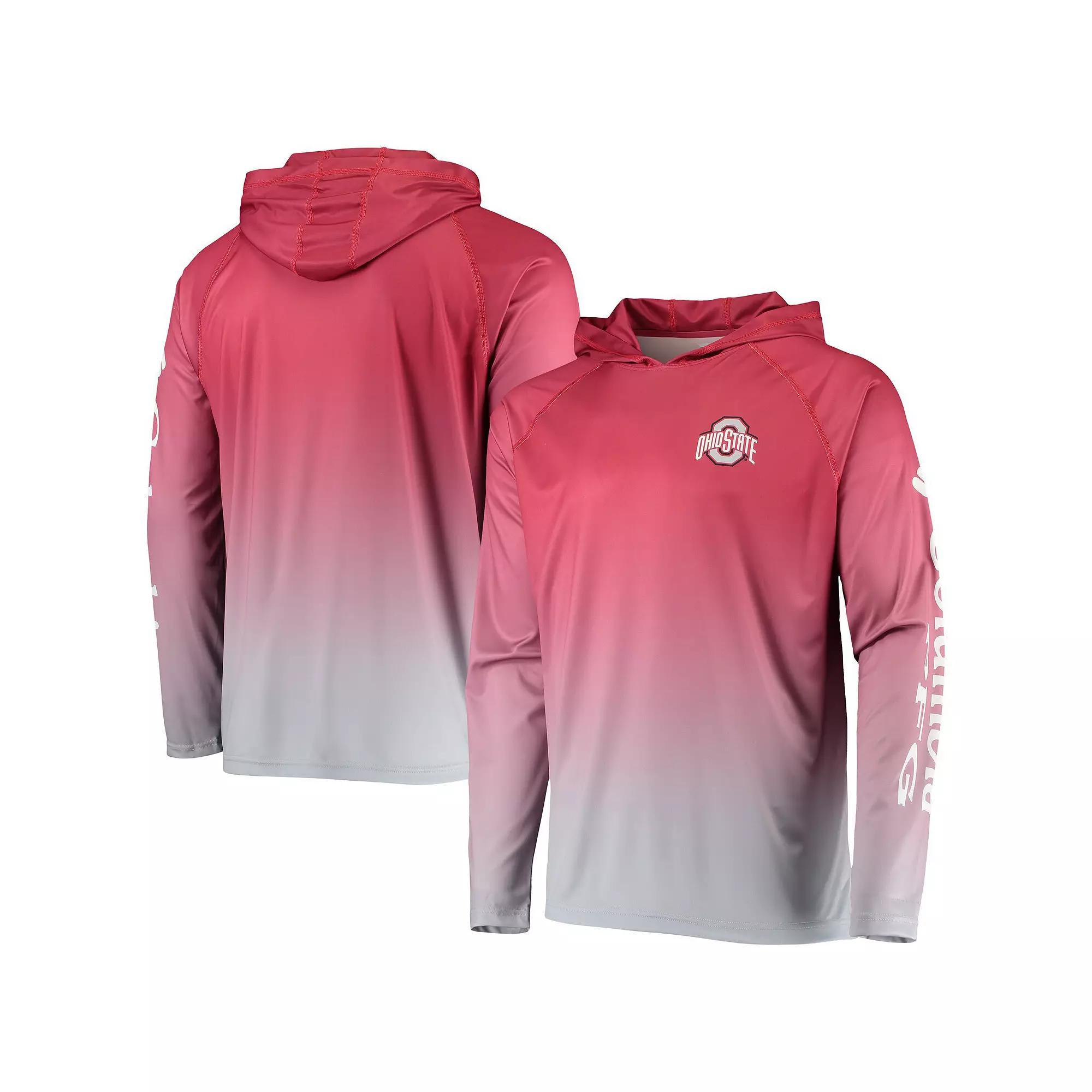 Men's Columbia PFG Scarlet Ohio State Buckeyes Terminal Tackle Omni-Shade UPF 50 Long Sleeve Hooded Top, Size: Medium, Red Product Image