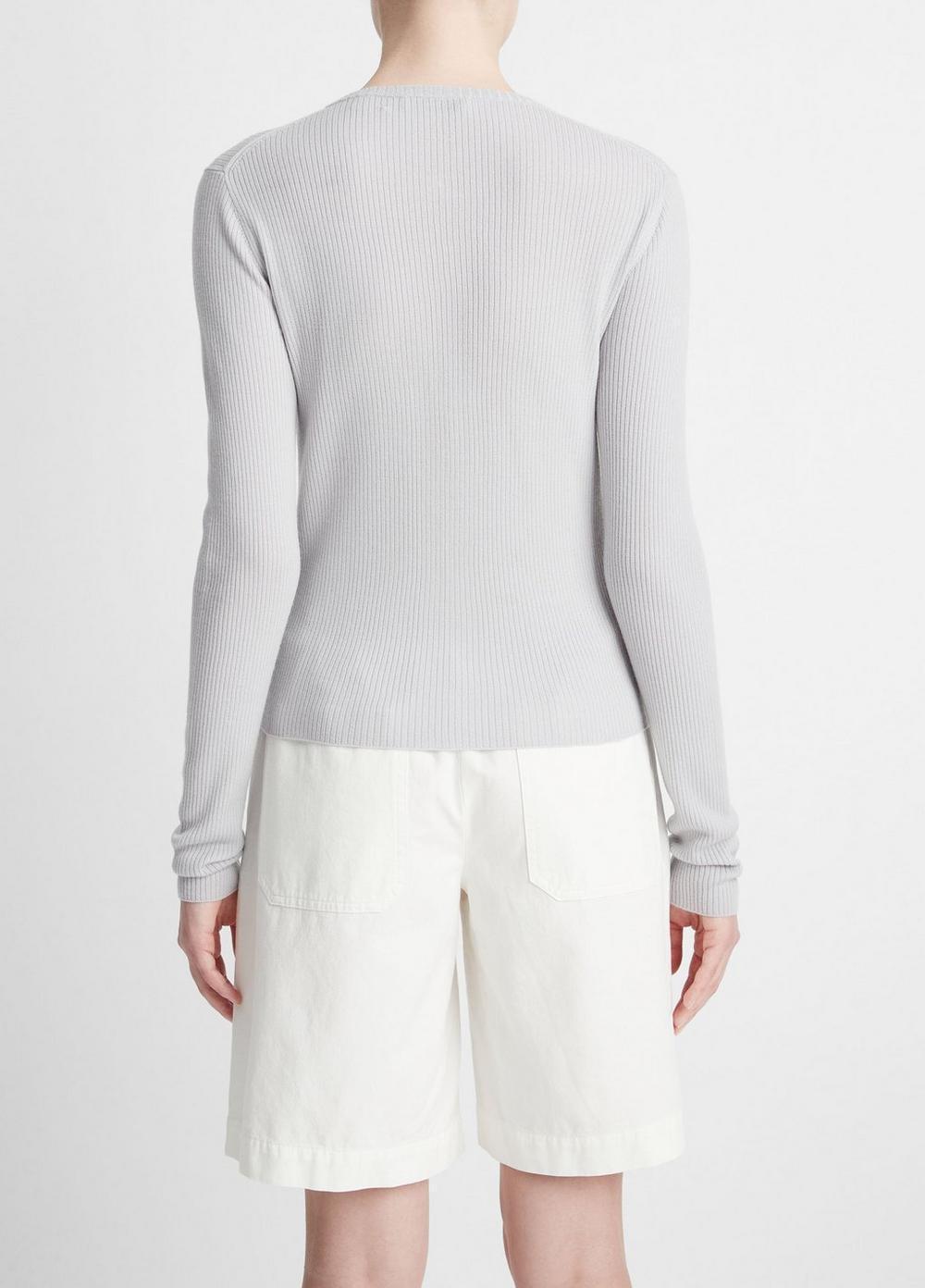Womens Ribbed Wool-Blend Slim Cardigan, Light Grey, Size XS Vince Product Image