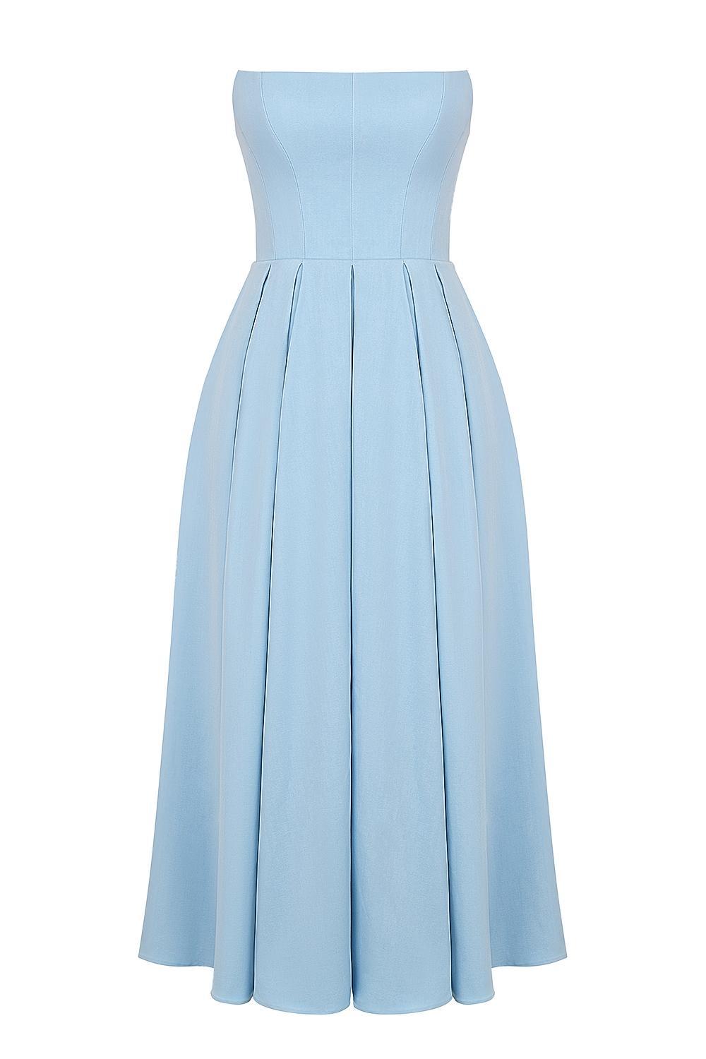 Audrey Tuscan Blue Strapless Midi Sundress Product Image