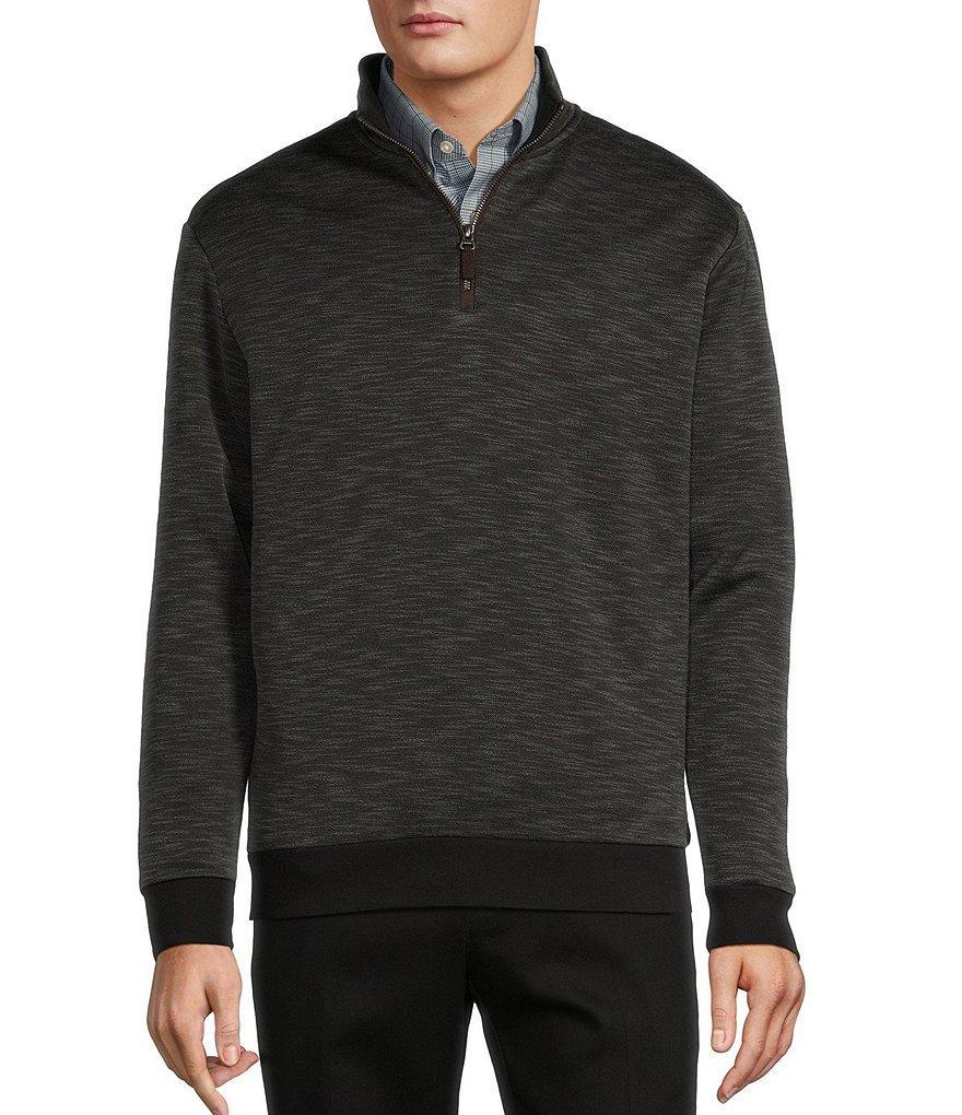 Roundtree & Yorke Long Sleeve Solid Polynosic Quarter Zip Pullover Product Image