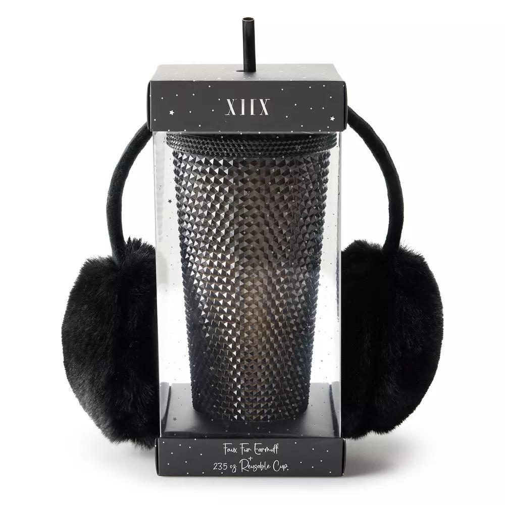 Women's Collection XIIX Textured Tumbler & Earmuff Set, Grey Product Image