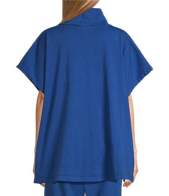 Bryn Walker Pip Cotton Jersey Mock Cowl Neck Elongated Cap Sleeve Poncho Top Product Image