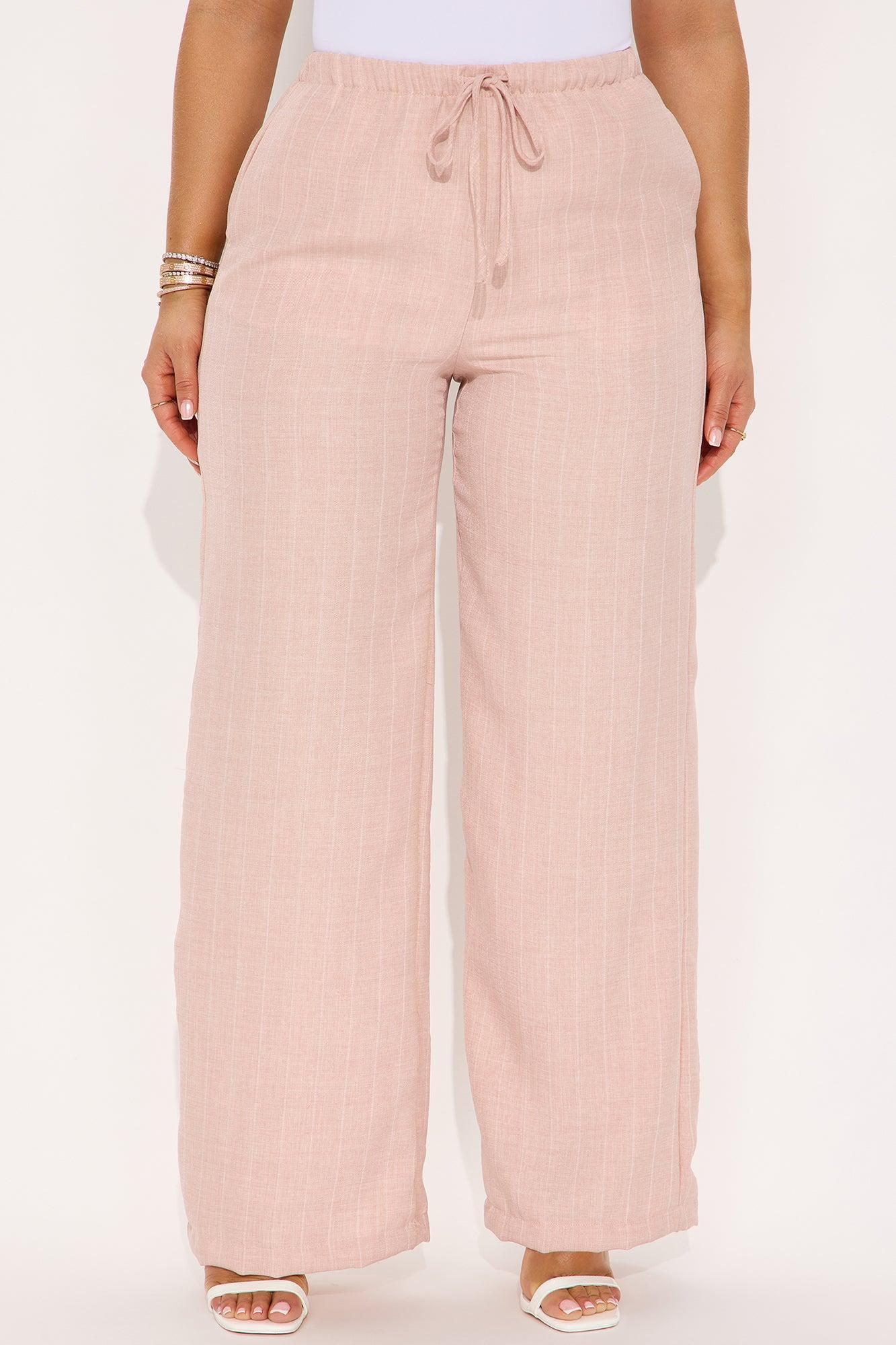 Sonia Pinstripe Twill Wide Leg Trouser - Blush Product Image