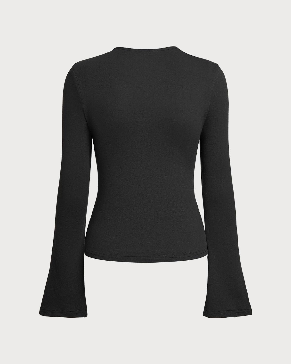Black Cut Out Slim Knit Tee Product Image