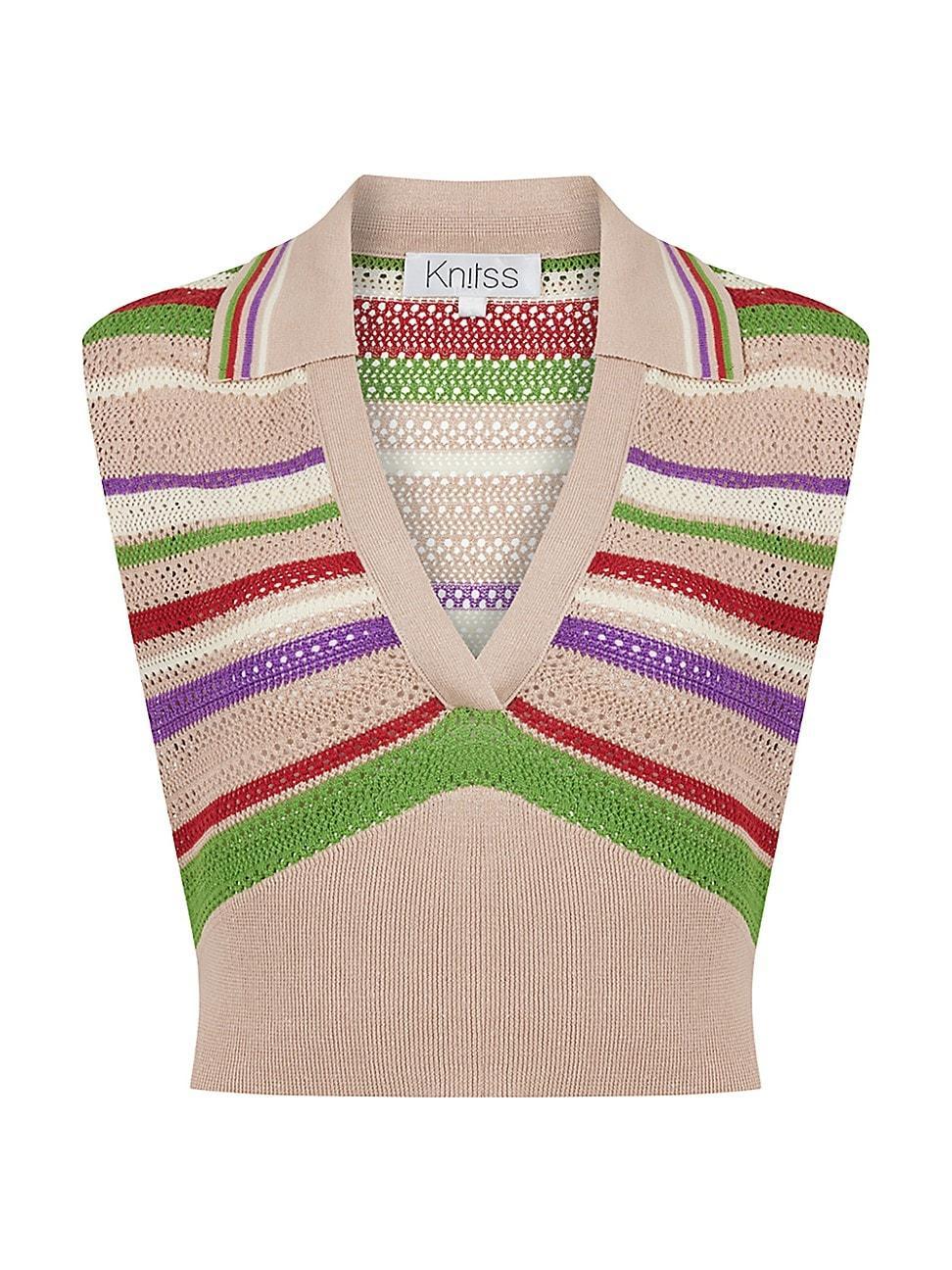 Womens Blaire Striped Cotton-Blend Crop Top Product Image