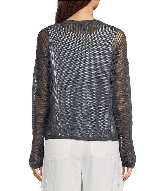 Eileen Fisher Organic Linen Cotton Knit Crew Neck Long Sleeve Sweater Product Image