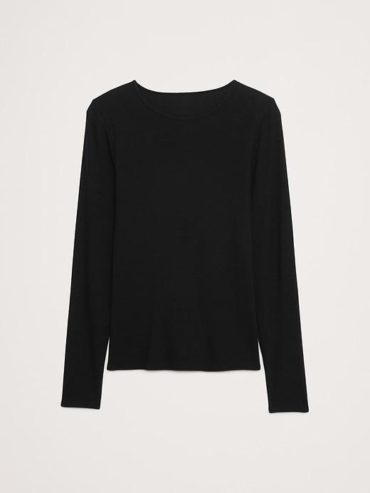 Ribbed Long-Sleeve Crew-Neck T-Shirt Product Image