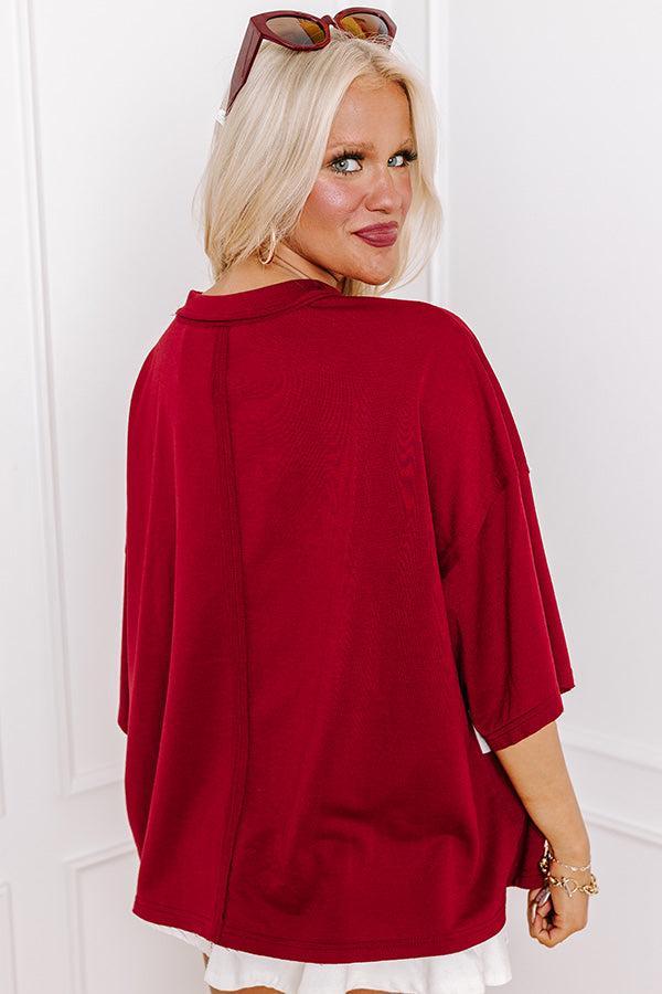 It's a Touch Down Sequin Oversized Tee in Red Product Image